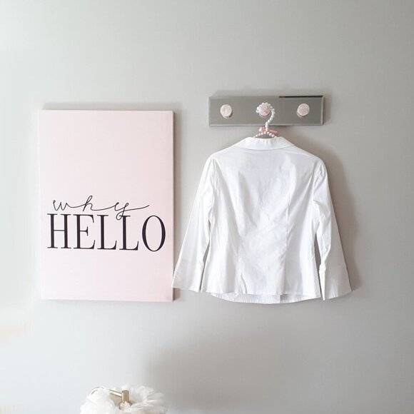 EUC DStudio white cotton blend blouse with statement button, 6 - Picture 10 of 13